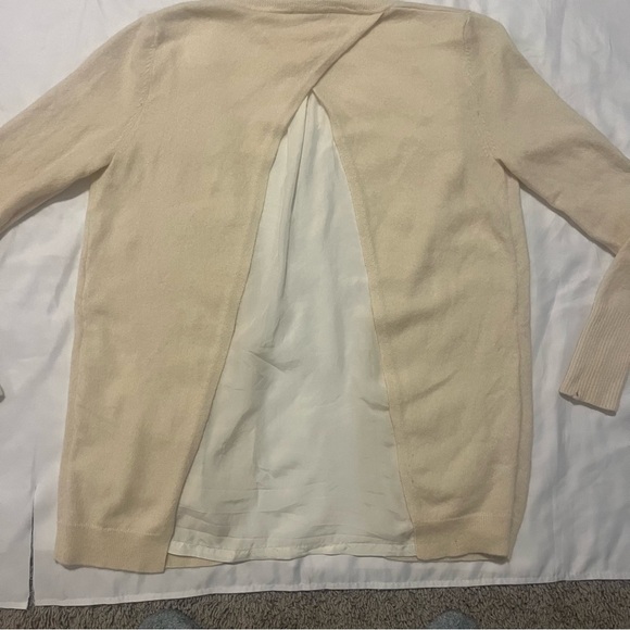 Garnet Hill Women’s Ivory‎ Cashmere/Silk Split Back Knit Cardigan Sweater Sz S - Picture 8 of 12